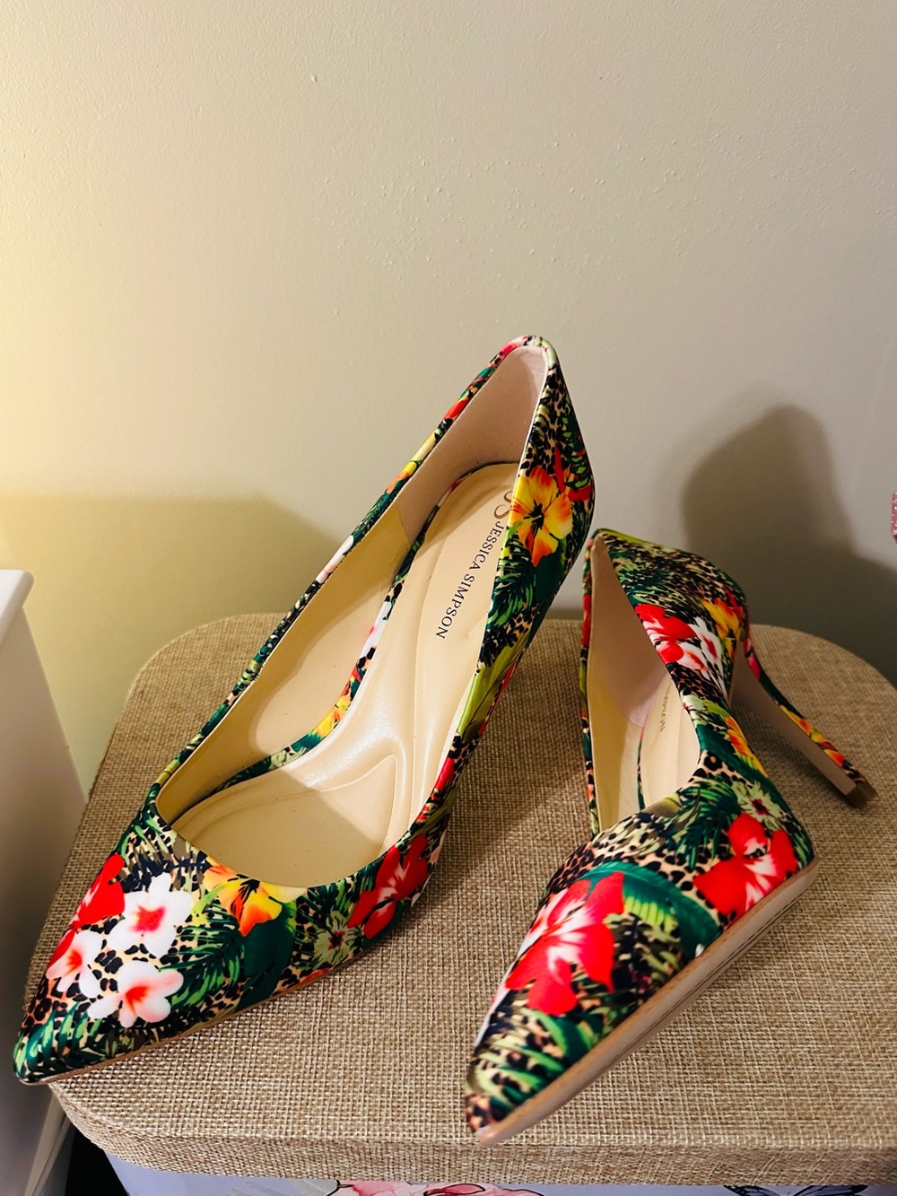 Jessica Simpson Apelhan Floral Pointed-Toe Pumps - Red, Yellow, Green, Cream - 8